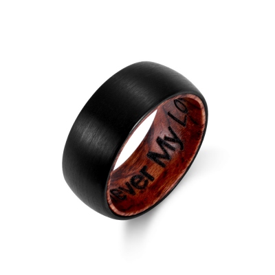 Black Wooden Engraved Men’s Ring