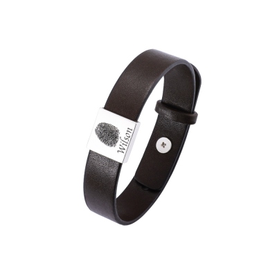 Bracelet en cuir pour homme personnalisé avec empreinte digitale du couple