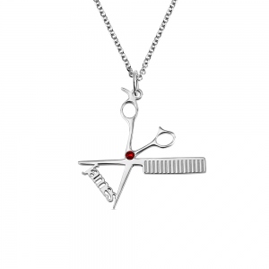 Custom-made Hairdresser Necklace with embedded Birthstone