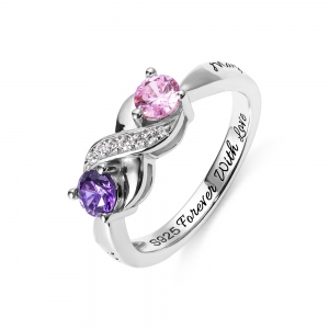  Infinitely in Love Silver Ring with Birthstones