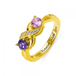 Engraved Birthstone Infinity Ring in Gold