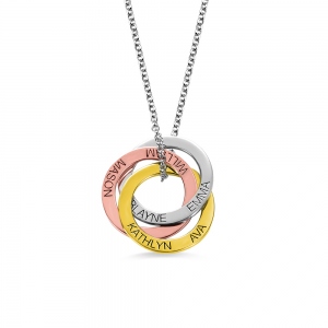 Family Pendant Necklace Glittering Russian Ring Necklace customizable for Moms