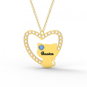 Personalized Heart Name Necklace for Cat Lovers