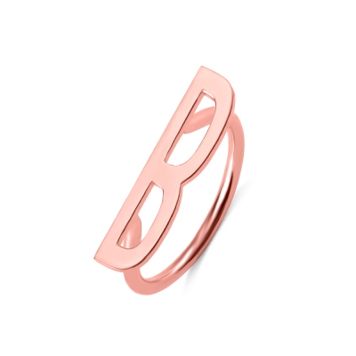 Customized Big Letter Ring In Rose Gold