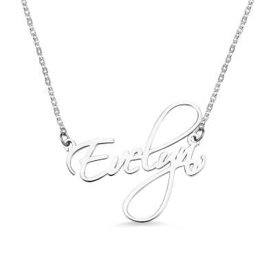 Personalized Calligraphy Name Necklace in Silver