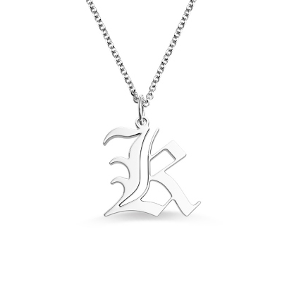 Personalized Old English Initial Necklace for Woman