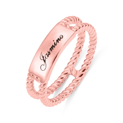 Personalized Twisted Rope Ring Rose Gold