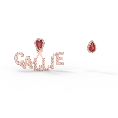Personalized Letter Earrings with Water Drop Birthstone