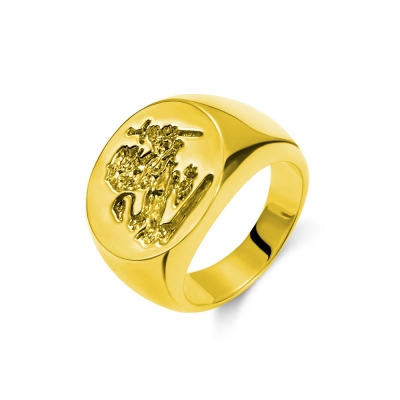 Customized Wax Seal Family Signet Ring In Sterling Sliver
