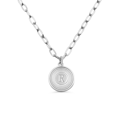 Customized Initial Link Necklace In Sterling Silver