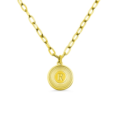 Customized Initial Link Necklace In Gold