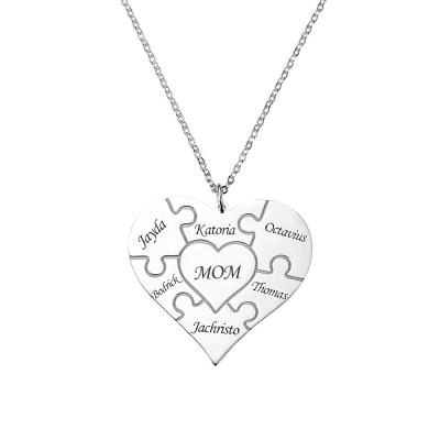Customized Heart Puzzle Family Necklace