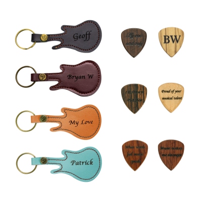 Customized Wood Guitar Pick with Guitar Shaped Case