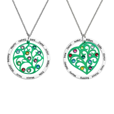 Customized Family Tree Necklace with Gemstones