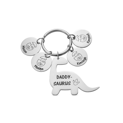 bomiv Personalized Dinosaur Keychain Gift For Dad