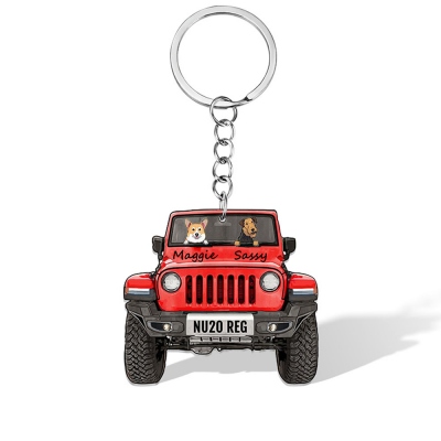 Personalisierter Jeep Hund Schlüsselanhänger