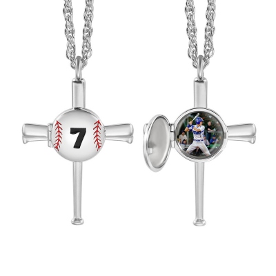 Personalisierte Baseball-Halskette mit Foto & Gravur