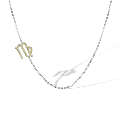 Benutzerdefinierte Sternzeichen Sideway Halskette mit Geburtsstein
