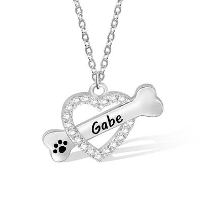 Personalized Heart and Pet Bone Necklace