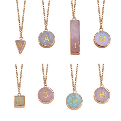 Customized Four Shapes Stones Initials Necklace