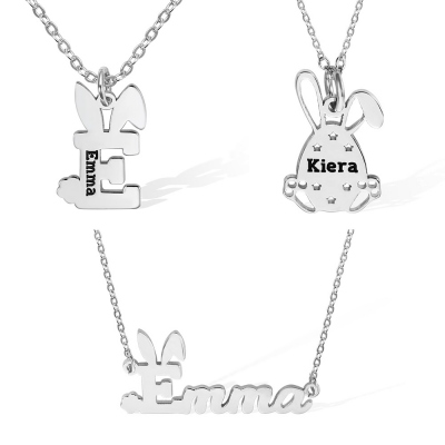 Custom Name Necklace Personalized Nameplate Customized Jewelry Bunny Ester Day Gift for Women