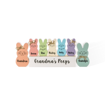 Décoration personnalisée de lapin de Pâques avec bloc lapin en bois de Pâques nom personnalisé famille de lapin de Pâques cadeaux de Pâques personnalisés décor de lapin de Pâques