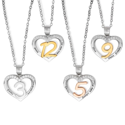 Benutzerdefinierte Nummer Halskette, 1st/2nd/3rd Geburtstag Geschenk für Mädchen, Tochter, Enkelin, Sterling Silber / Messing Halsketten