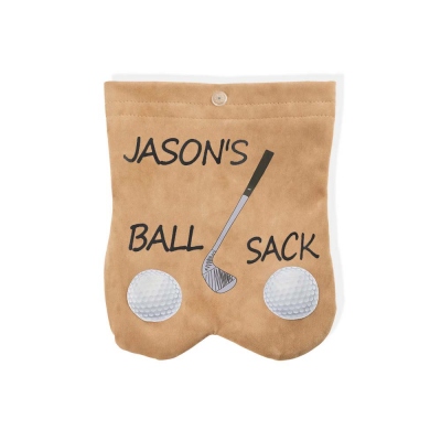Personalisierte Name Golfball-Säcke, tragbare Flanell-Golfball-Tasche, Sport-Zubehör, lustiges Golf-Geschenk für Männer/Vater/Ehemann, Golf-Liebhaber-Geschenk