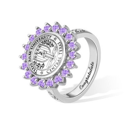 Custom Engraved Signet Ring, Family Crest/School Badge Rings, Coat of Arms Copper Rings for Women/Men/Family, Graduation/Christmas Gift