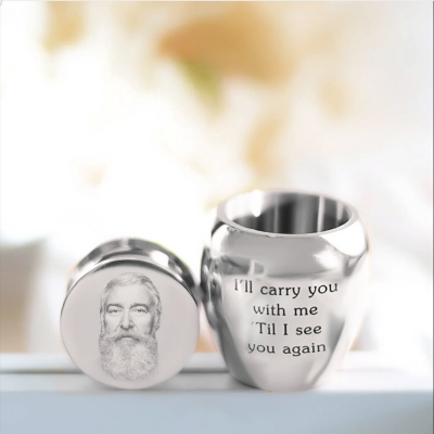 Custom Mini Urn for Human Ashes with Photo & Message, Personalized Photo Cremation Jewelry Keepsake, Memorial Gift