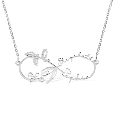 Benutzerdefinierte Infinity Birthflowers Halskette mit Namen, Edelstahl-Mutter-Tochter-Halskette, Muttertag/Geburtstagsgeschenk für Mutter/Tochter/Freunde/Frauen