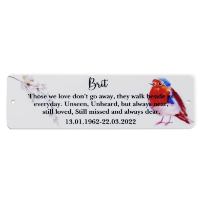 Personalized Bench Memorial Plaque, Robin Memorial Plaque, Pet Memorial Plaque, Sympathy/Memories Gift