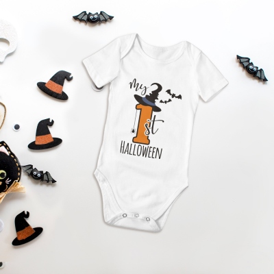Unisex babybody, kortärmade bomullskläder med 1-årsjubileumsmönster, bodysuit för bebisar, present till nyfödda/spädbarn