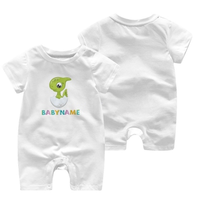 Personalized Cartoon Eggshell Dinosaur Bodysuits, Cotton Short Sleeve Onesies, Bodysuit for Babies, Gift for Babies/Newborn/Infant/Kids
