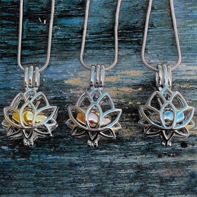 Personalisierte Halskette mit Lotusblumenasche-Anhänger und Mini-Andenken, Urne, Erinnerungsschmuck, Erinnerungsgeschenk für Frauen/Haustierverlust