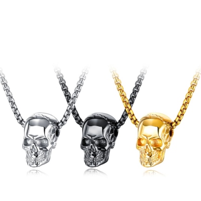 Totenkopf-Titan-Halskette, Gothic-Skelett-Anhänger-Halskette, Herren-Accessoires, Punk-Schmuck-Geschenk für Männer/Freund/Vater/Freunde