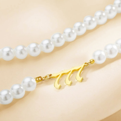 Collana personalizzata con numero di angelo di perle, collana in argento con perle con la tua serie di cifre ripetute, regalo per ragazza/moglie/amici