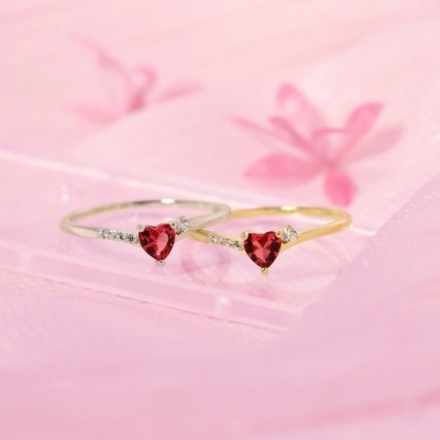 Anello cuore di pietra rossa, anello a forma di cuore delicato per le donne, anello impilabile, anello amorevole, regalo di Natale/San Valentino per moglie/fidanzata/migliore amica