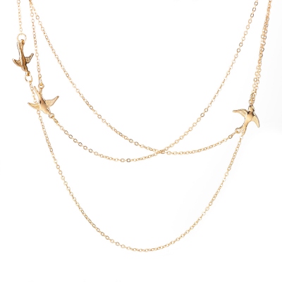 Triple Layered Flying Birds Necklace, Three Birds Necklace, Layered Necklace Set, Brass Necklace, Birthday Gift for Her/Mother/Wife