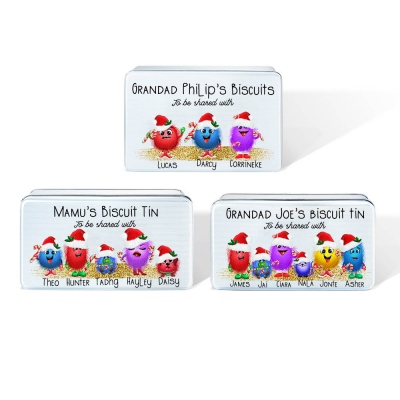 Personalisierte Keksdose, niedliche Monster-Charaktere, Keksdose, Keksdose, Leckerlidose, Weihnachts-/Muttertagsgeschenk für Mama/Oma/Kindermädchen