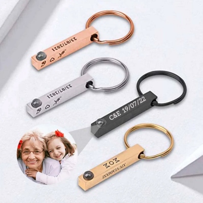 Projection Photo Keychain, Bar Keychain, Engraved Text, Engraved Name/Initials/Coordinates/Symbols/Date, Christmas Gifts, Personalized Keychains