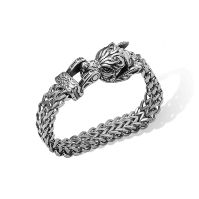 Bijoux nordiques viking personnalisés, bracelet tête de dragon aigle loup en acier inoxydable, bijoux de moto bracelet punk, cadeau pour homme / père