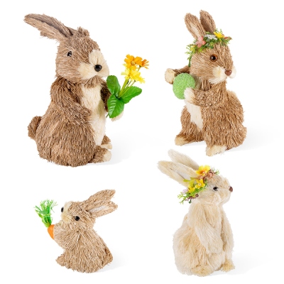 Ornement de famille de lapin de Pâques, décor de Pâques, lapin de Pâques avec fleur, cadeau de mangeur, cadeau pour enfants/famille