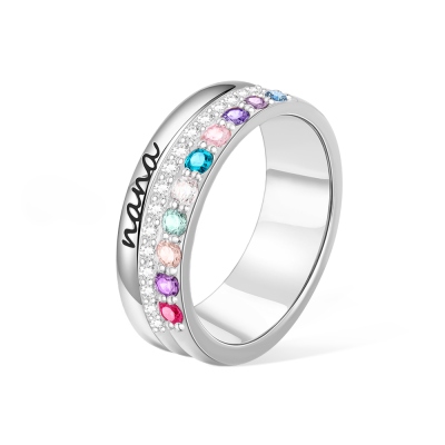 Personalizzato 1-10 Birthstones Ring, Mama Ring, Sterling Silver 925/Brass Ring, Gioielli da donna, Regalo di compleanno/festa della mamma per mamma/nonna