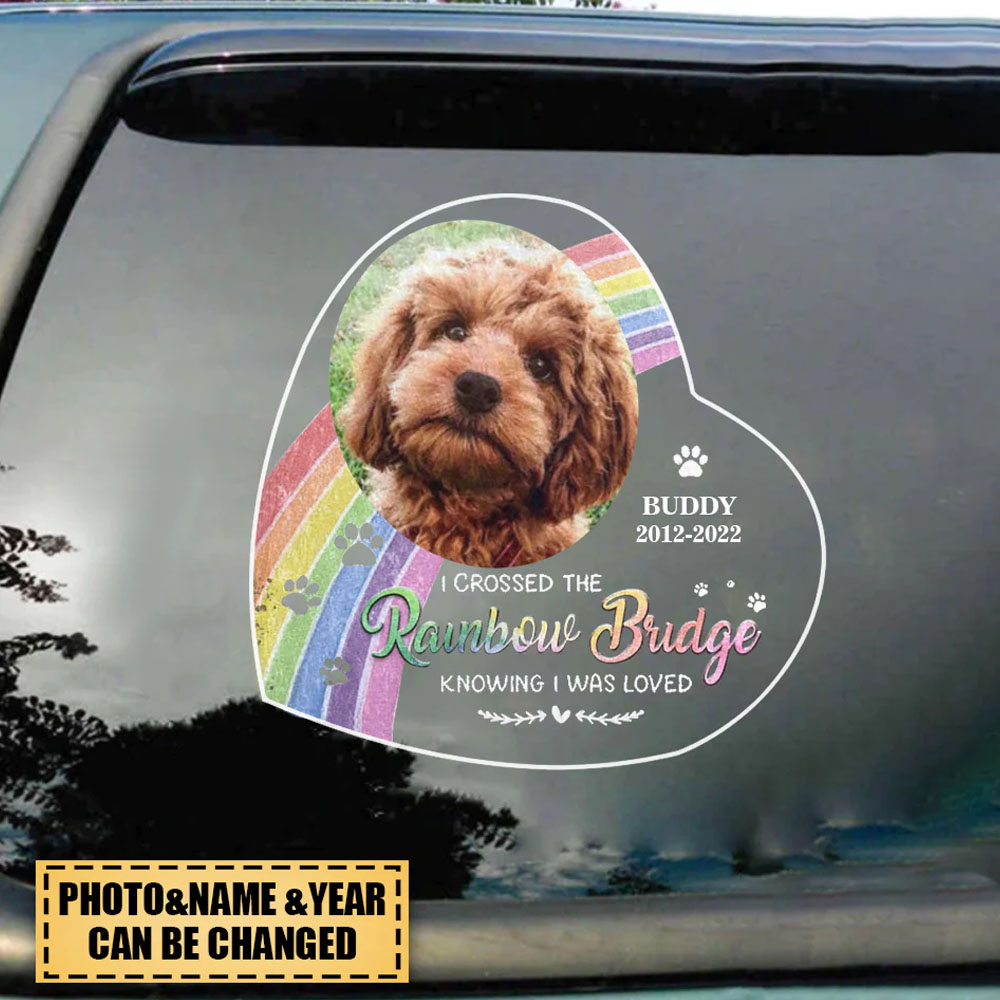 Personalized Photo Pet Grave Marker I Crossed The Rainbow Bridge