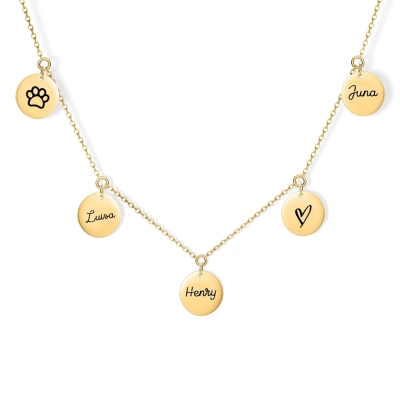 Collier nominatif multi-disques personnalisé, collier personnalisé en acier inoxydable avec breloques nom et icône, cadeau pour femmes/filles/amis