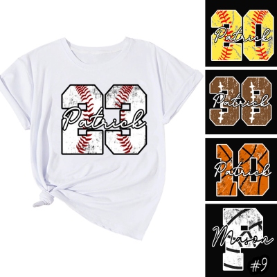 Benutzerdefinierter Name/Nummer Baseball Unisex Shirt, Baseball/Fußball/Fußball/Basketball-Liebhaber-Shirt, Geburtstag/Muttertag/Vatertagsgeschenk für Familie/Freunde