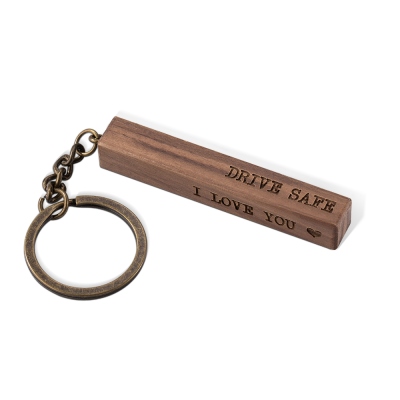 Personlig trästångsnyckelring, graverad nyckelring för män, bilnyckeltillbehör, farsdagspresent, present till far/farfar/man