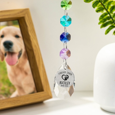 Suncatcher personalizzato per la perdita di animali domestici, animale domestico Rainbow Bridge personalizzato, regalo commemorativo per animali domestici, regalo per gli amanti degli animali domestici