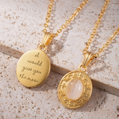 Collier personnalisé en pierre de lune avec gravure, bijoux pour femme en argent sterling 925, cadeau de fête des mères/anniversaire/Saint-Valentin pour mère/femme/fille